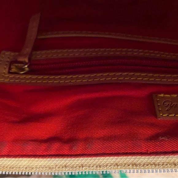 Dooney & Bourke Black and White Polka Dot Tote with Tan Straps - Picture 6 of 7